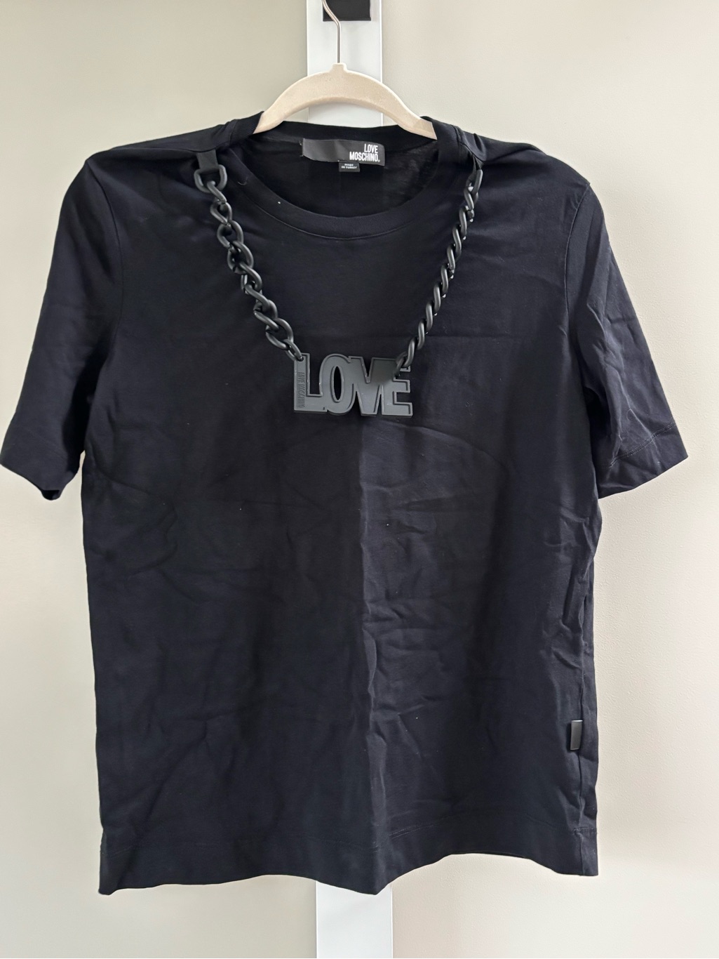 Love Moschino Black Logo Chain Detail Tee